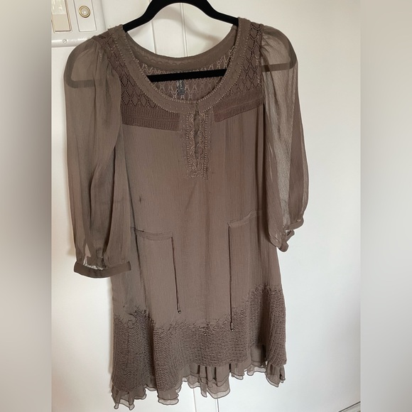 FREE PEOPLE brown long sleeve dress, size S - Picture 1 of 3